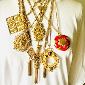 Vintage Trifari, Monet, Coventry and Unsigned Lot of Statement Necklaces.